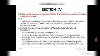 Eleextn244Agricultural Journalism model answer paper [upl. by Purdum519]