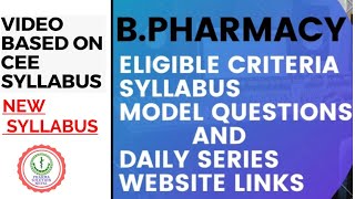 BPHARMACY ENTRANCE EXAM SYLLABUS [upl. by April801]