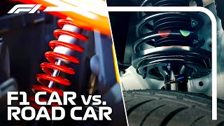 F1 Car vs Road Car The Key Differences In The Suspension Explained  Aramco [upl. by Melia]