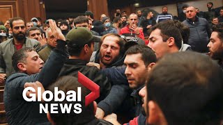 NagornoKarabakh conflict Protesters storm Armenian government building after peace deal [upl. by Llerrut]