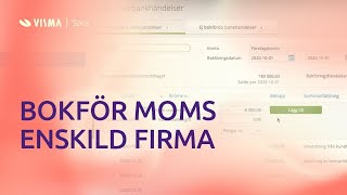 Bokför betalningåterbetalning av moms för enskild firma i Visma eEkonomi [upl. by Aufa]