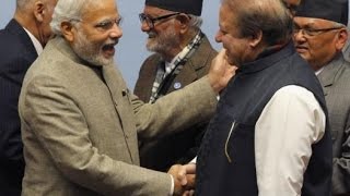 Narendra Modi and Nawaz Sharif shake hands meet at Saarc retreat [upl. by Nnylidnarb]