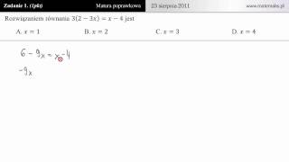 1 Rozwiąż równanie matura poprawkowa z matematyki 2011 [upl. by Airakaz]