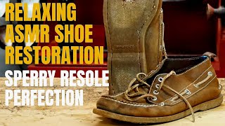 Sperry Resole Magic Relaxing ASMR Shoe Transformation  Satisfying Restoration [upl. by Enawyd]