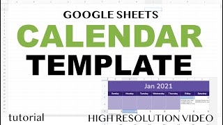 Google Sheets  Calendar Template [upl. by Enale683]