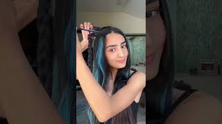 DIY Hair Colour At Home  Blue Hair Highlights Hairstyles  Hair Extensions Fro Than Hair  shorts [upl. by Ahseyk973]