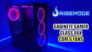 Gabinete Gamer Rise Mode Glass 06x Lateral e Frontal em Vidro Temperado 6x Cooler Fan ARGB [upl. by Vaclava]