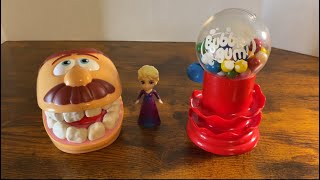 Mr Play Doh Head and Elsa Eat Gum balls and Go to the Dentist color educational video for kids [upl. by Lednam]