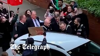 Tory MP Jacob ReesMogg chased by students at Cardiff University [upl. by Odirfliw152]