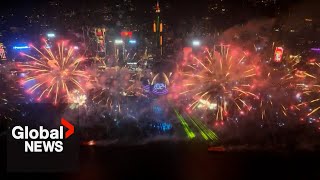 New Years 2024 Hong Kong shows off biggest fireworks display to date [upl. by Jude]