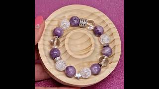 ✨ Lépidolite et Cristal de roche ✨ pierrenaturelle faitmain bracelet [upl. by Sanoy]