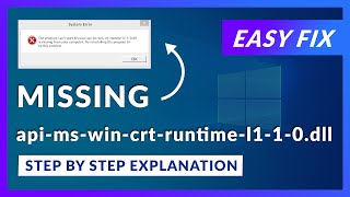 apimswincrtruntimel110dll Missing Error  How to Fix  2 Fixes  2021 [upl. by Nnaeerb953]