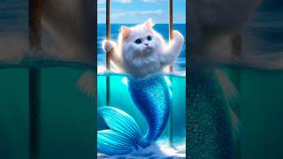 😱White mermaid cat discovered a gate🌊🫧catcatloverstorycutecatshortscutekittenkittycats [upl. by Aititil120]