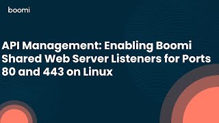 API Management Enabling Boomi Shared Web Server Listeners for Ports 80 and 443 on Linux [upl. by Milinda]