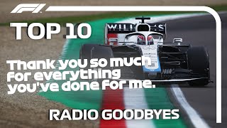 Top 10 F1 Radio Goodbyes [upl. by Ianaj755]