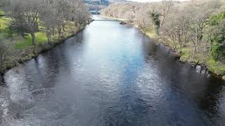 4k Drone Journey up River Tummel over bridges Pitlochry dam Loch faskally A9 bridge  Matt livsey [upl. by Ellenrad]