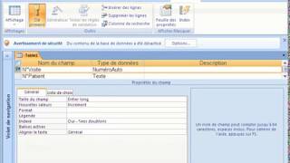Access 2007 Suite de la partie 2  Création de la base de données VisitesPatients [upl. by Bourgeois]