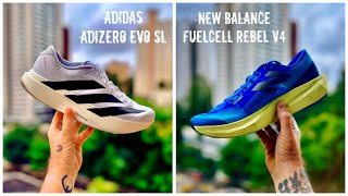 REVIEW ESPECIAL ADIDAS ADIZERO EVO SL VS NEW BALANCE FUELCELL REBEL v4 [upl. by Teeter435]