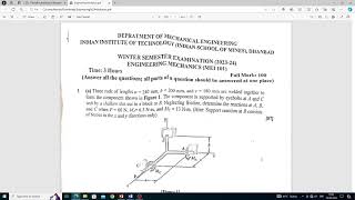 ENGINEERING MECHANICS MEI 101  PREVIOUS YEAR QUESTION PAPER  IITISM  BTECH [upl. by Platas737]