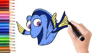 How to draw cartoon dory finding nemo [upl. by Alf]