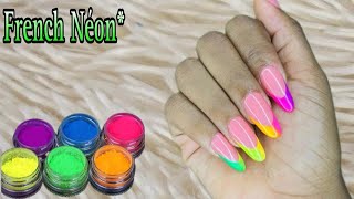 Men koman pou aplike poud neon  French Néon  ombré nails [upl. by Rame]