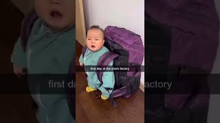 Babys First Day At The Shein Factory  Baby Wearing Big Backpack And Crying Meme [upl. by Arlin]