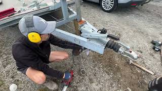 Trailer repair changing a brake damper on a trailer [upl. by Ahsasal740]