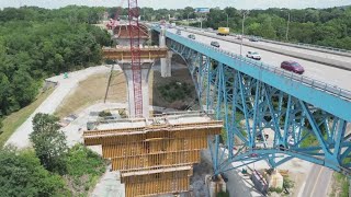 State Route 8 bridge replacement update Launching of new structure in Akron underway [upl. by Krell]