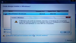 RESOLVIDO  O windows não pode ser instalado neste disco O Hardware do computador pode não oferecer [upl. by Uuge512]