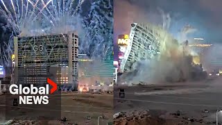 Tropicana implosion Iconic Las Vegas hotel crumbles down after 67 years [upl. by Enneicul343]