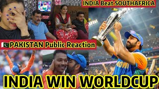 INDIA Beat SOUTHAFRICA INDIA WIN WORLDCUP😱 Pakistan PUBLIC Reaction 😱 [upl. by Anaerdna]