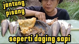 MUKBANG LALAPAN JANTUNG PISANG IKAN ASIN SAMBEL TERASI BIKIN MAKAN TERASA NIKMAT [upl. by Norrv]