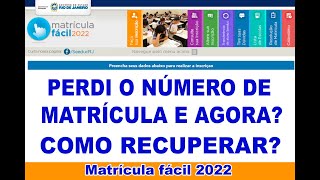 MATRÍCULA FÁCIL 2022 COMO TROCAR DE TURNO  PERDÍ O NUMERO DE MATRICULA E AGORA  TROCAR DE ESCOLA [upl. by Htomit]