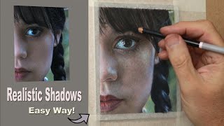 Pastel Pencil Tutorial  How to draw Realistic Skin Tone Shadows Wednesday Addams Halloween Special [upl. by Cogn]