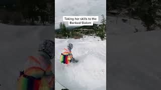 5 year old on a banked slalom course snowboarding [upl. by Didier]