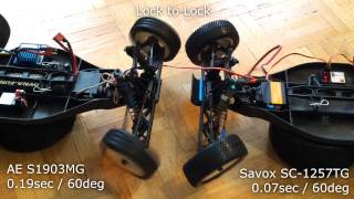 High Speed Servo Comparison  Savox SC1257TG and AE S1903MG [upl. by Ilocin]