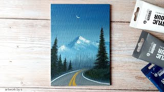 Mountain view  Easy Acrylic Painting Tutorial for Beginners Step by Step  Mini Canvas Painting [upl. by Yasmin]