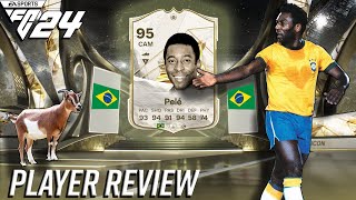 THE BEST ICON STRIKER IN EA FC 24 95 PELE PLAYER REVIEW EA FC24 ULTIMATE TEAM [upl. by Iphigenia250]