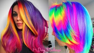 Top Amazing Colorful Rainbow Long Hair Transformation Tutorials Compilation Dying Long Hair [upl. by Elletse855]