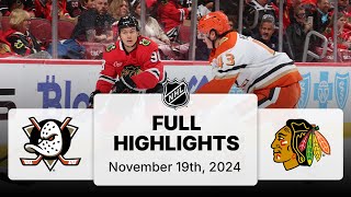 NHL Highlights  Ducks vs Blackhawks  November 19 2024 [upl. by Enialedam]