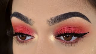 RED EYESHADOW MAKEUP TUTORIAL  Chelseasmakeup [upl. by Sinnal]