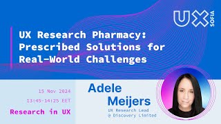 6 Adele Meijers  UX Research Pharmacy [upl. by Arvind]