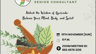 Ayurveda Masterclass with Dr Sharika Menon [upl. by Enyar]