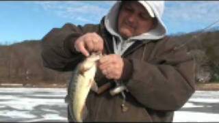 Hatch Pond kent ct ice fishing bass [upl. by Vocaay]