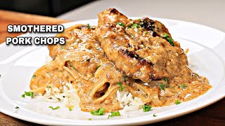 The Best Smothered Pork Chops Ever How To Make Southern Smothered Pork Chops [upl. by Einhpets]