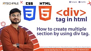 Div tag  How to use Div tag in HTML with example  how to create multiple section in a webpage [upl. by Acemaj500]