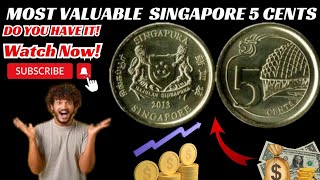 Remarkable Piece of Singapore 5 Cents High Value Money Coin [upl. by Eilime571]