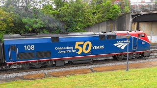 Amtrak Phase 6 Heritage 50th Anniversary Unit Stops in Alexandria [upl. by Thomey983]