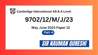 As level Physics MayJune 2023 P12 Solved Part  4   970212MJ23 [upl. by Sarine334]