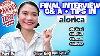 8 ALORICA FINAL INTERVIEW QUESTIONS AND ANSWERS FOR NEWBIES AND TENURED 2024  NAYUMI CEE 🌻 [upl. by Airliah]